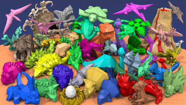 3D models, Low Poly Dinosaur Kickstarter models